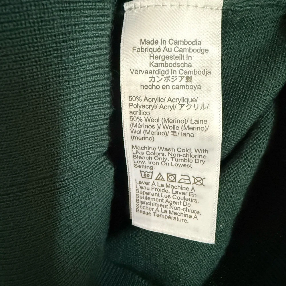 Men’s XS Forest Green J.Crew Factory Merino Wool-Blend Crewneck Sweater - Picture 4 of 5